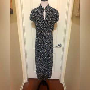 Eileen West Vintage 🌷 Tulip pattern Capri jumpsuit size L